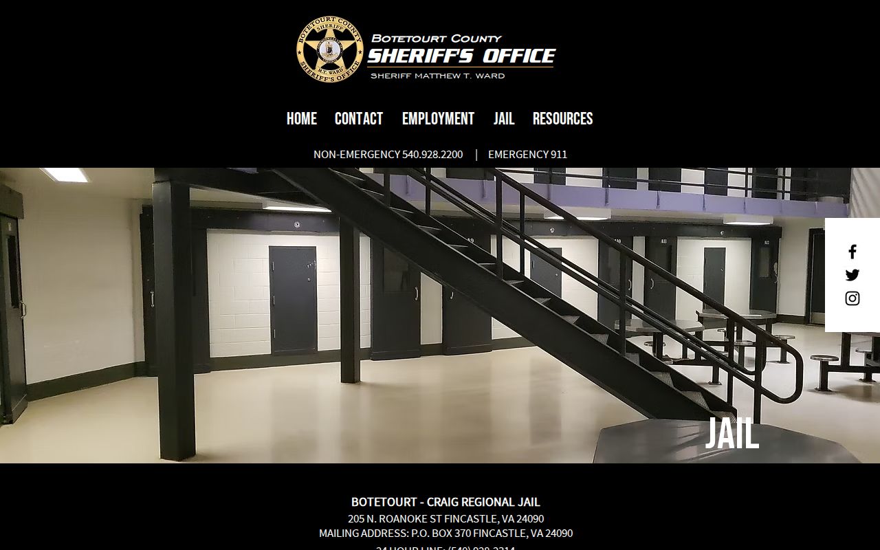 Botetourt-Craig Regional Jail booking records information