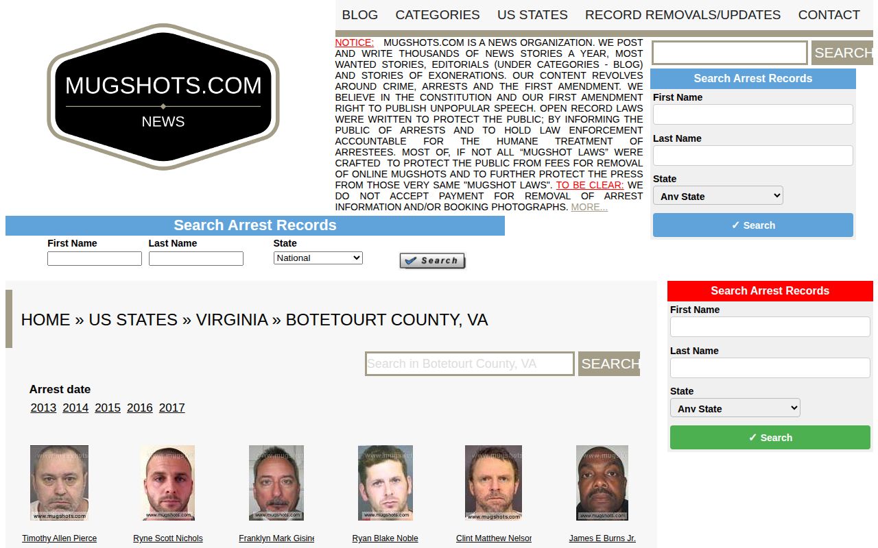 Mugshots.com Botetourt County category page